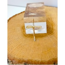 ΓΥΝΑΙΚΕΙΟΣ ΣΤΑΥΡΟΣ ΧΡΥΣΟ 14K στριφτό αριστερά και με ζιργκόν στις άκρες CRG111